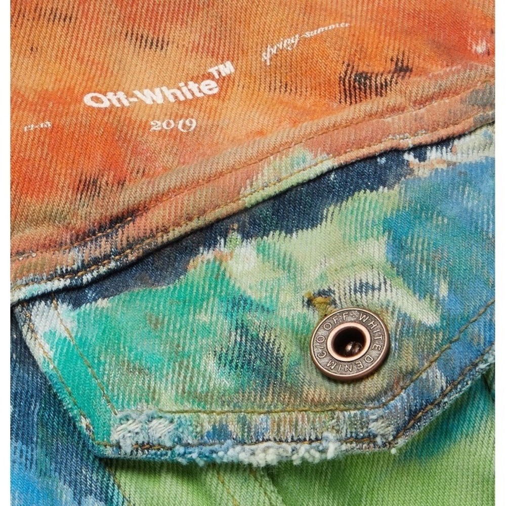 Off-White 2019 Multi-Color Tie-Dye Denim Jacket Virgil Abloh Mens XL - Picture 5 of 16